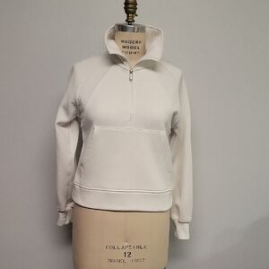 LASLULU Women's White Quarter-Zip Top